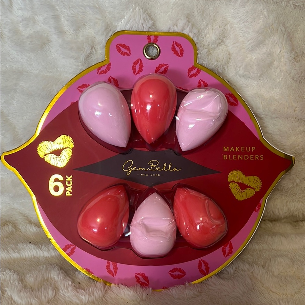Gem Bella Makeup Blenders 6-Pack - Pink and Red